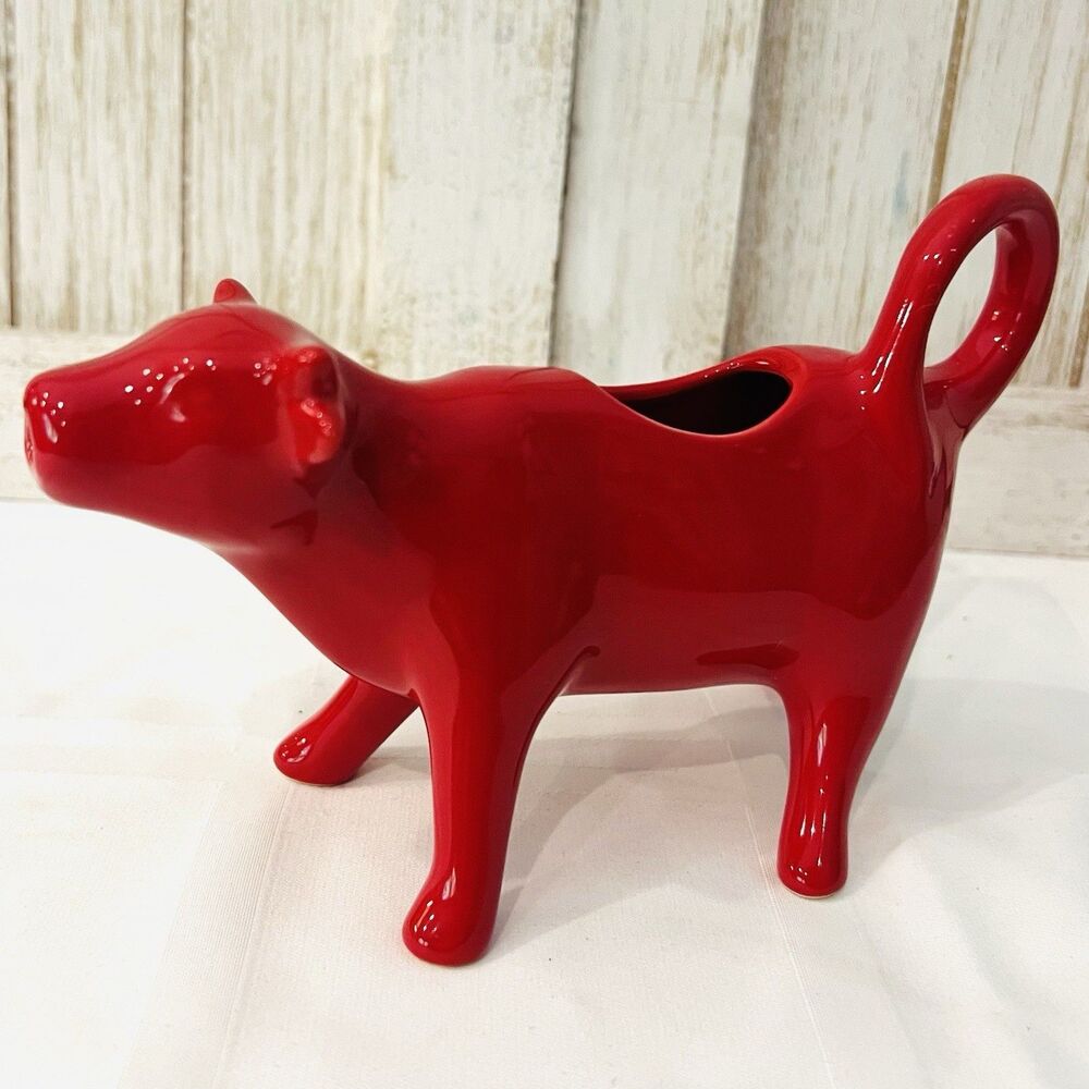 Pioneer Woman Red Ceramic Milk Cow Collectible Creamer Retired